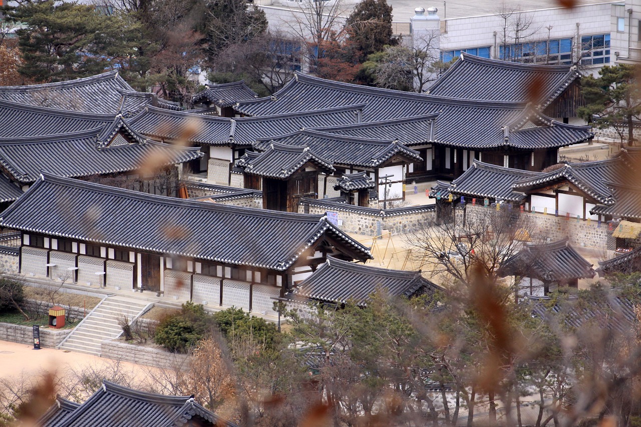 한옥마을 지붕 부감